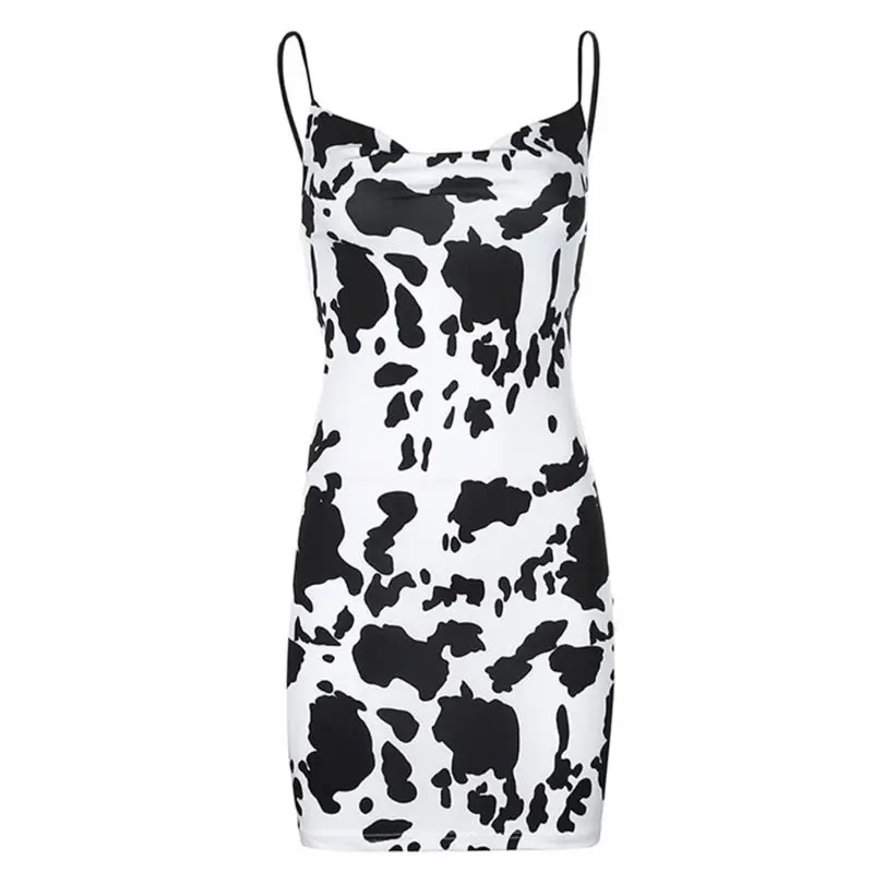 M2EA Women Summer Sleeveless Milk Cow Animal Printed Mini Sling Dress Sexy V-Neck Cutout Backless Slim Fit Party Clubwear
M2EA Women Summer Sleeveless Milk Cow Animal Printed Mini Sling Dress Sexy V-Neck Cutout Backless Slim Fit Party Clubwear