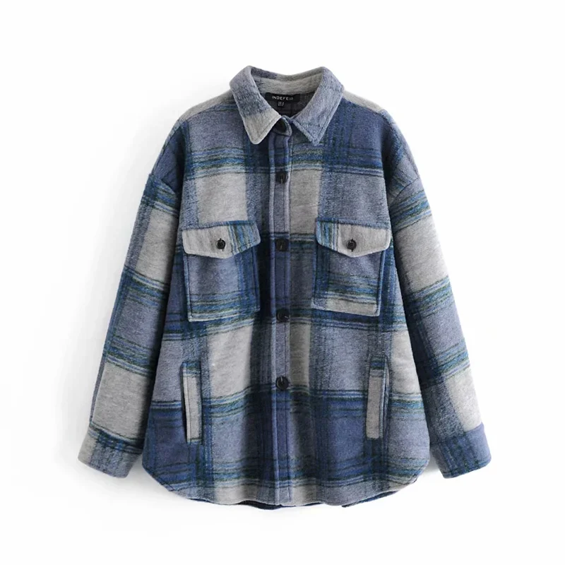 Ladies Fashion Blue Single-Breasted Elegant Woolen Plaid Jacket With Pockets And Lapels
Ladies Fashion Blue Single-Breasted Elegant Woolen Plaid Jacket With Pockets And Lapels
