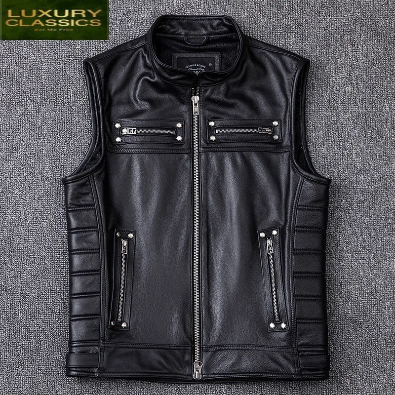 New Genuine Leather 2021 Jacket Men Real Cowhide Leather Coat Vest Mens Leather Vests Vintage Sleeveless Jackets KJ2706
New Genuine Leather 2021 Jacket Men Real Cowhide Leather Coat Vest Mens Leather Vests Vintage Sleeveless Jackets KJ2706