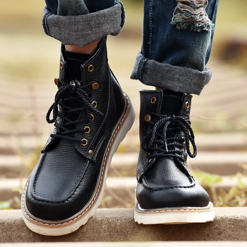 Spring Men Leather Casual Sneakers Black Cowboy Boots Mens Hard-Wearing Work Boots For Men Designer Genuine Leather Man Boots
Spring Men Leather Casual Sneakers Black Cowboy Boots Mens Hard-Wearing Work Boots For Men Designer Genuine Leather Man Boots