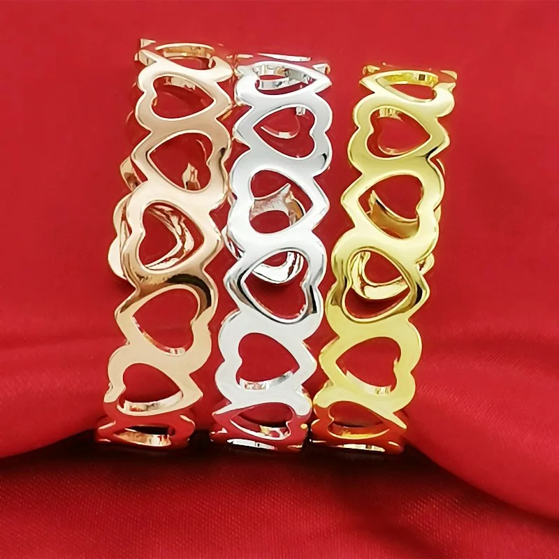 925 Silver Cuff Bracelet, Creative Fashion Women's Heart-Shaped Bracelet, Open Bracelet Jewelry, Anti Allergy Accessories Gift
925 Silver Cuff Bracelet, Creative Fashion Women's Heart-Shaped Bracelet, Open Bracelet Jewelry, Anti Allergy Accessories Gift