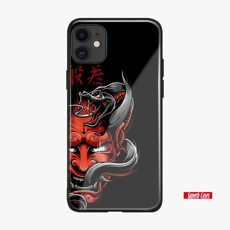 Японское искусство hannya маска мягкий силикон для iPhone 6 6s 7 8 Plus X Xr Xs 11 Pro Max стеклянный