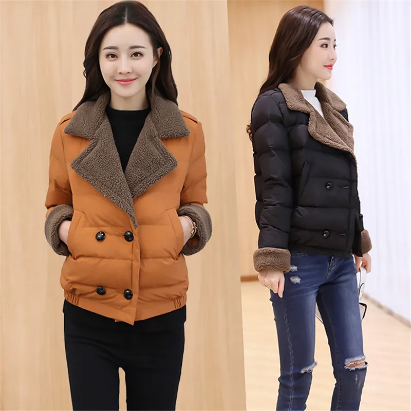 Turn down Collar Winter Coat Female Outerwear ladies Thick Warm Short Jacket Slim Double-breasted Feminina Coat Long Sleeve
Turn down Collar Winter Coat Female Outerwear ladies Thick Warm Short Jacket Slim Double-breasted Feminina Coat Long Sleeve