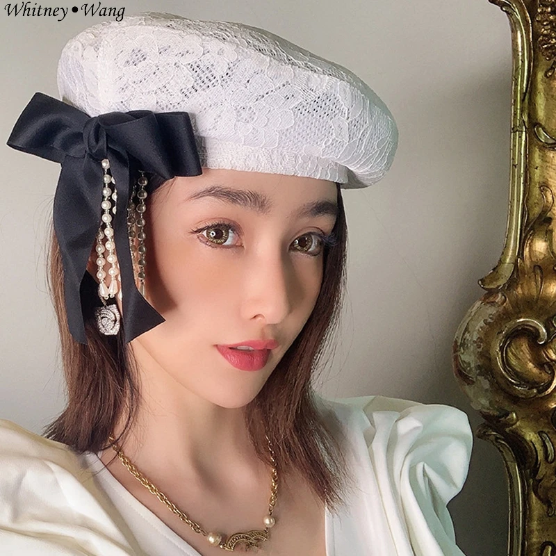 Летняя модная винтажная стильная Лоскутная шляпа WHITNEY WANG 2020 с бантом и бисером