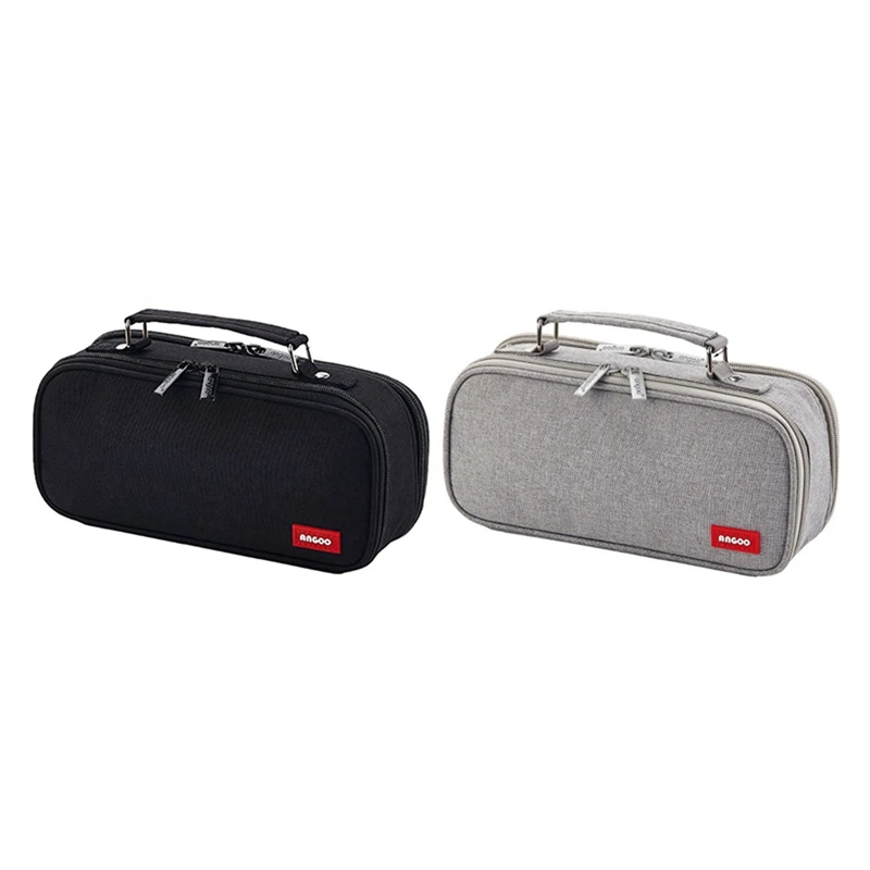 Angoo 2Pcs Pencil Case Canvas Double Layer Large Capacity Kawaii School Supplies Pen Box - Grey & Black
Angoo 2Pcs Pencil Case Canvas Double Layer Large Capacity Kawaii School Supplies Pen Box - Grey & Black