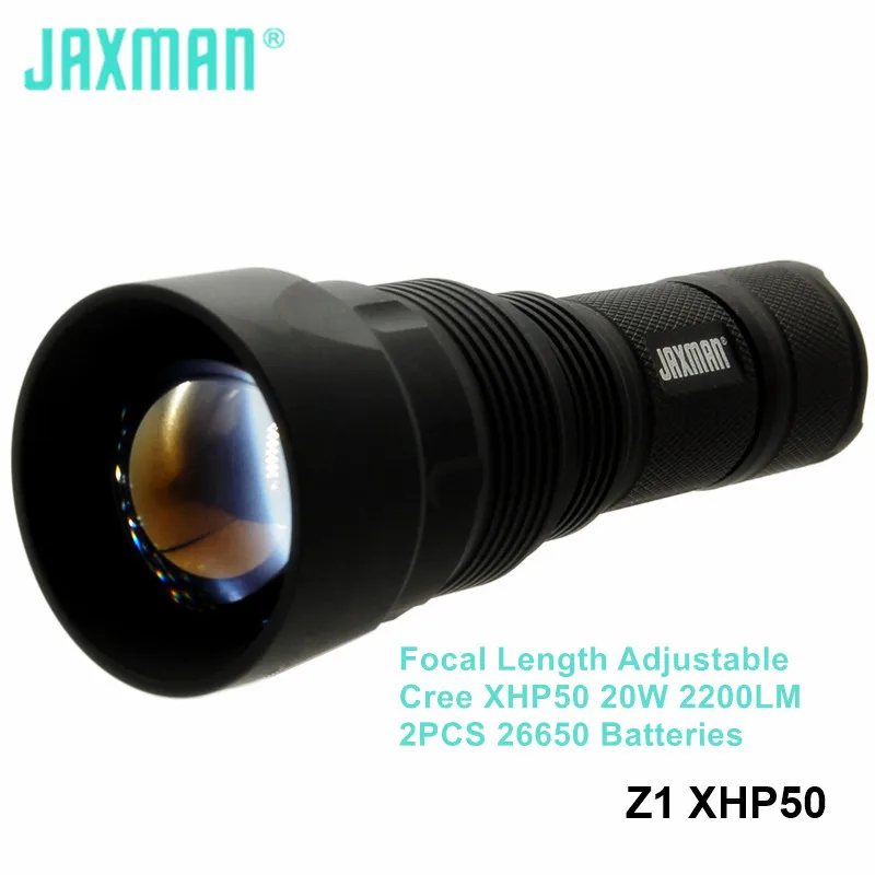 Jaxman Z1 фокусное расстояние Регулируемый зум-фонарик Cree XHP50 20 Вт 2200lm 26650 18650 Теплый