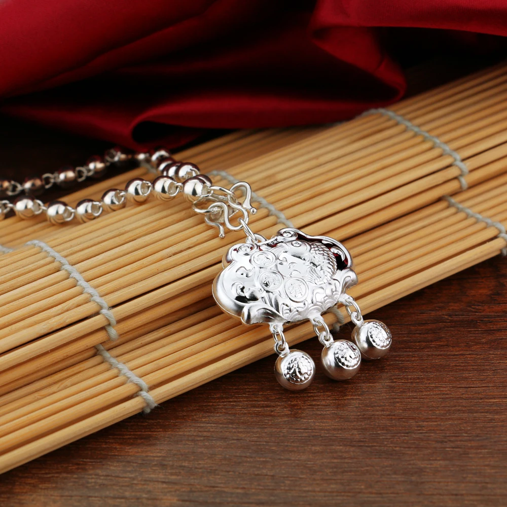 Ethnic Style Fine Jewelry Women's 925 Sterling Silver Necklace Chinese Character Pendant Original Silver Bead Chain 46-86CM
Ethnic Style Fine Jewelry Women's 925 Sterling Silver Necklace Chinese Character Pendant Original Silver Bead Chain 46-86CM