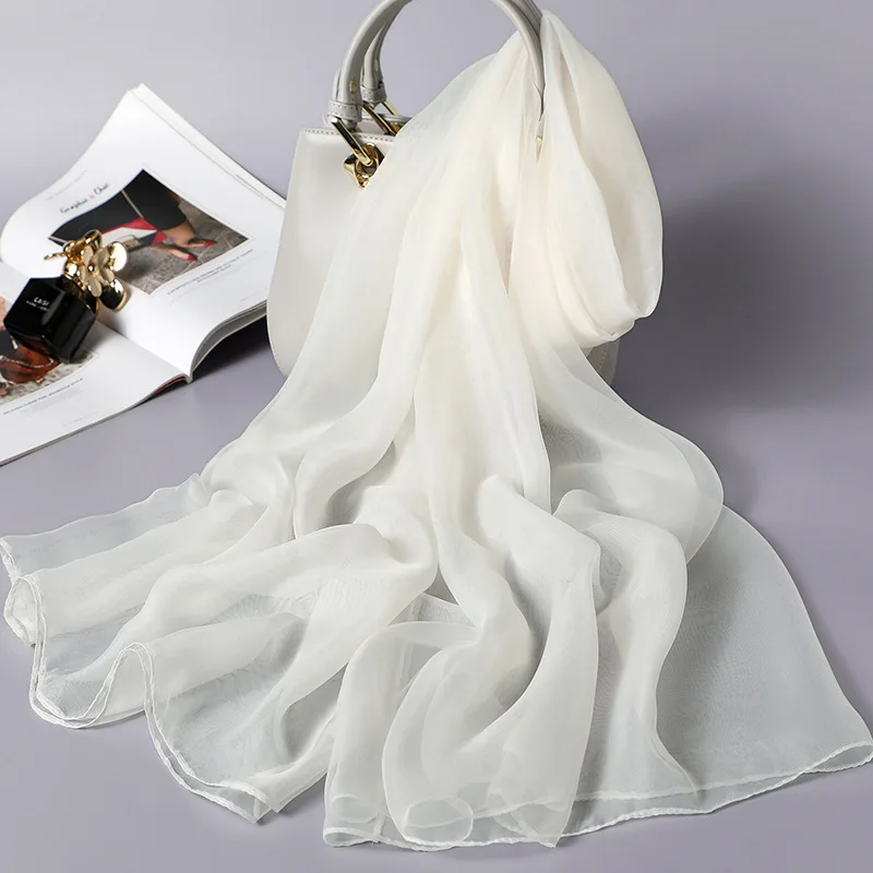 New large size solid color silk scarf sunscreen shawl wholesale dual-use light beach towel spring and autumn models | Аксессуары для