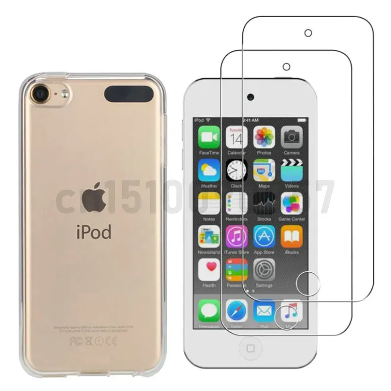 3 в 1 закаленное стекло для Apple Ipod Touch 5 6 7 Чехол Мягкий чехол с полным закаленным