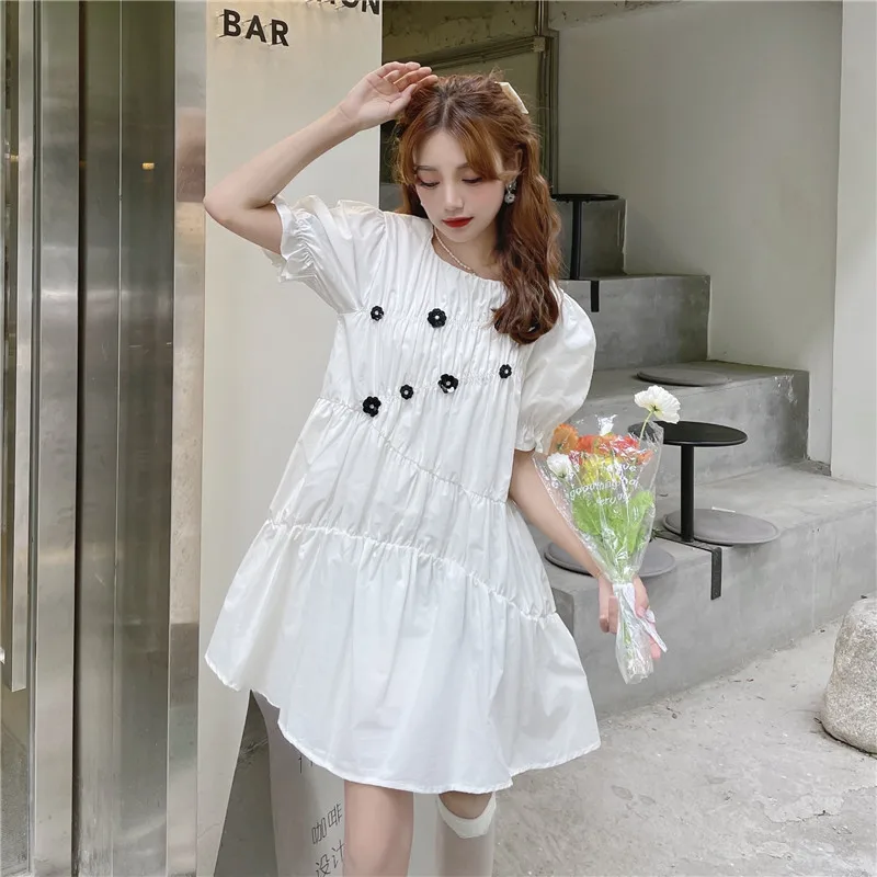 French Gentle Kawaii Cute White Black Dress Women Vintage Korean Summer Fashion Sweet Floral Dress Elegant Solid Lolita Dresses
French Gentle Kawaii Cute White Black Dress Women Vintage Korean Summer Fashion Sweet Floral Dress Elegant Solid Lolita Dresses