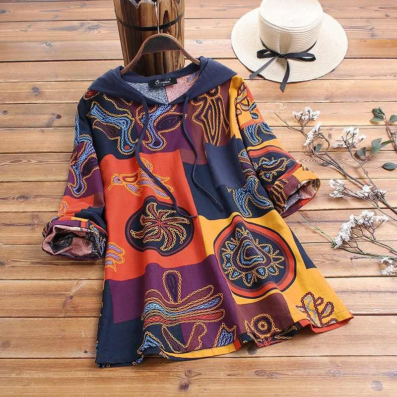 ZANZEA Bohemian Shirt Summer Blouse Spring Vintage Printed Hoodies Women Long Sleeve Tunic Casual Cotton Blouses Hooded Blusas
ZANZEA Bohemian Shirt Summer Blouse Spring Vintage Printed Hoodies Women Long Sleeve Tunic Casual Cotton Blouses Hooded Blusas