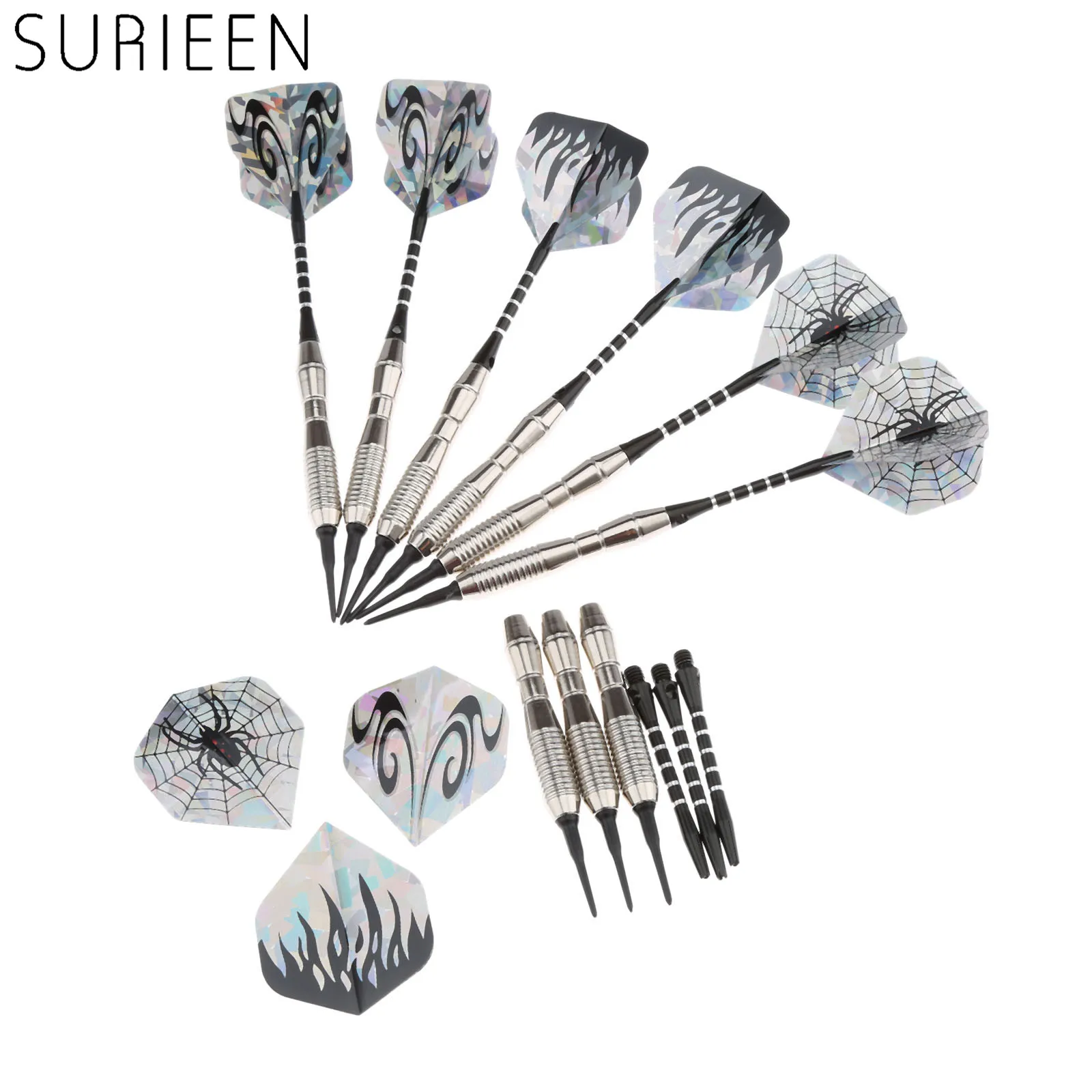 9 Pcs 18g Soft Needle Tip Darts Plastic Soft Point Dart Set- 16g Steel Barrel & Aluminium Shaft & Nice High Quality Dart Flights 
9 Pcs 18g Soft Needle Tip Darts Plastic Soft Point Dart Set- 16g Steel Barrel & Aluminium Shaft & Nice High Quality Dart Flights