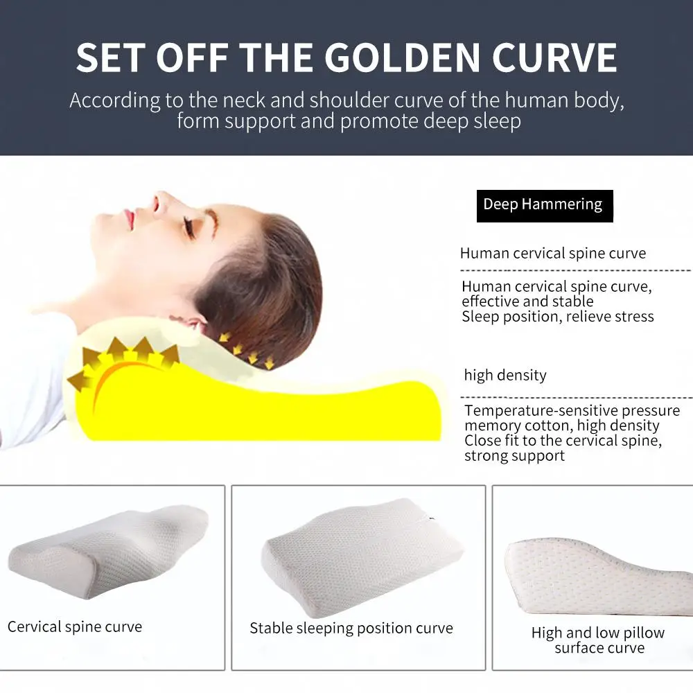 Health Cervical Pillow Slow Rebound Pillow Comfortable Creative 50*30*10cm Memory Foam Home Sleeping Neck Protection
Health Cervical Pillow Slow Rebound Pillow Comfortable Creative 50*30*10cm Memory Foam Home Sleeping Neck Protection