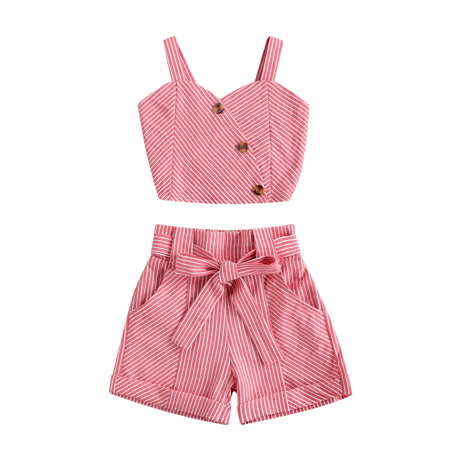 OPPERIAYA Baby Girls Summer Two Piece lovley Set Fashion Striped Oblique Breasted Suspender Tops and pocket Bandage Short Pants
OPPERIAYA Baby Girls Summer Two Piece lovley Set Fashion Striped Oblique Breasted Suspender Tops and pocket Bandage Short Pants