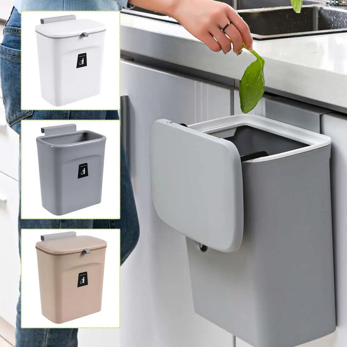 9L Wall Mounted Trash Can Bin With Lid Kitchen Garbage Cans Recycle Waste Bin Cabinet Door Hanging Rubbish Bin For Kitchen
9L Wall Mounted Trash Can Bin With Lid Kitchen Garbage Cans Recycle Waste Bin Cabinet Door Hanging Rubbish Bin For Kitchen