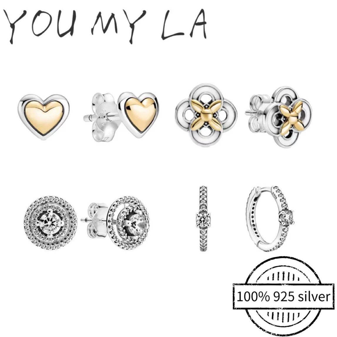 Authentic 925 Sterling Silver Earring Two Tone Domed Golden Heart Stud Earrings For Women Wedding Gift Pando Jewelry
Authentic 925 Sterling Silver Earring Two Tone Domed Golden Heart Stud Earrings For Women Wedding Gift Pando Jewelry