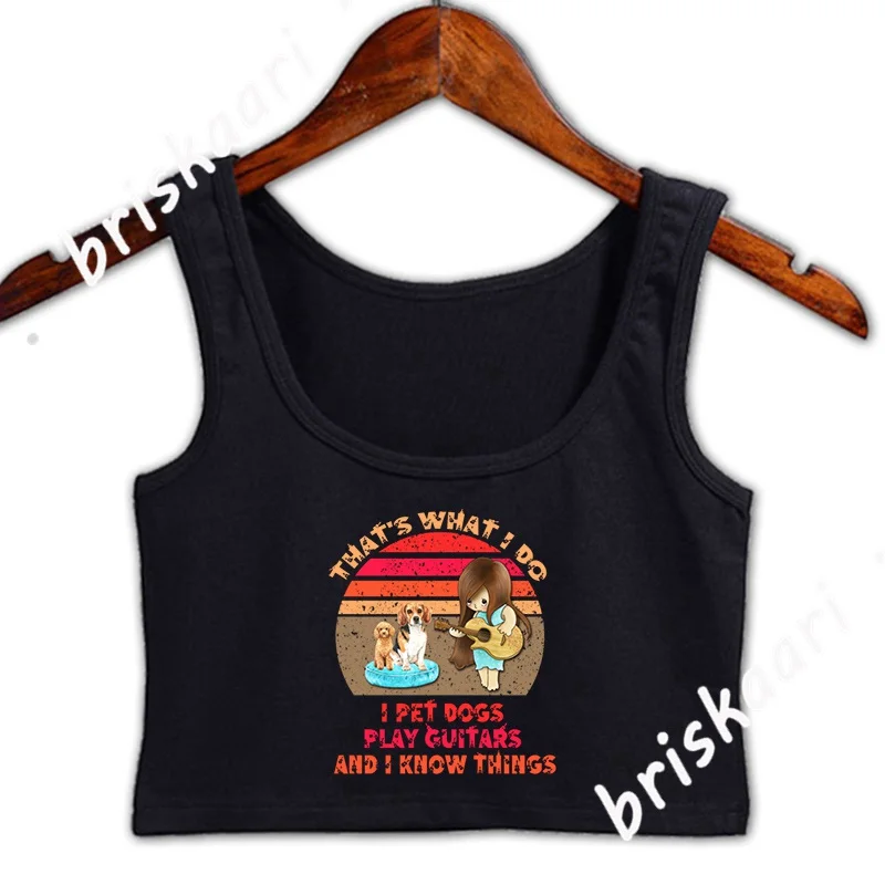 Женский летний кроп-топ с надписью «I Do I Pet Dogs I Play Guitar»
Женский летний кроп-топ с надписью «I Do I Pet Dogs I Play Guitar»