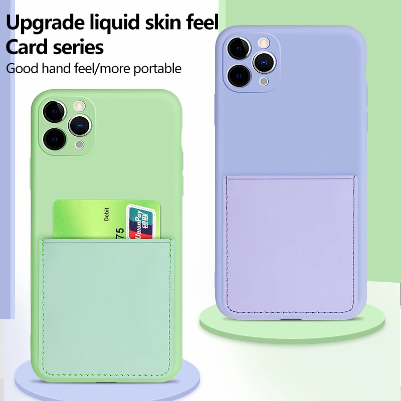Ultra-thin Cute Card Holder Liquid Silicone Phone Case For iPhone 13 12 11 Pro XS max XR X SE 8 7 Plus Luxury Wallet Soft Cover
Ultra-thin Cute Card Holder Liquid Silicone Phone Case For iPhone 13 12 11 Pro XS max XR X SE 8 7 Plus Luxury Wallet Soft Cover