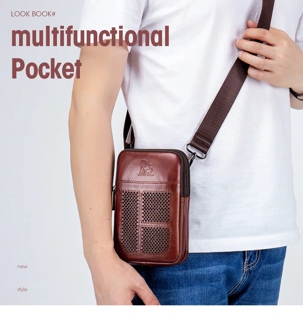 Genuine Leather New Design Mens Shoulder Bag Hollow Small Phone Card Driver's License Pocket Casual Unisex Belt Waist Bag Purses
Genuine Leather New Design Mens Shoulder Bag Hollow Small Phone Card Driver's License Pocket Casual Unisex Belt Waist Bag Purses