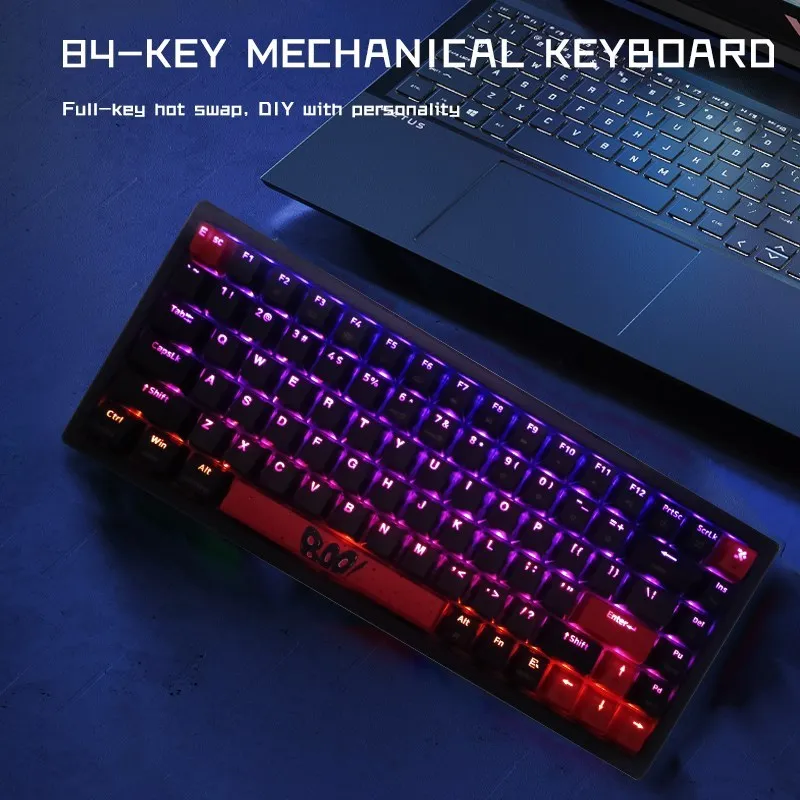 

HTMOTXY V2-SK84 Mechanical Gaming Keyboards Optical Switches PBT Keycap 84 Keys Wired / Bluetooth Keyboards Black Bottom Shell