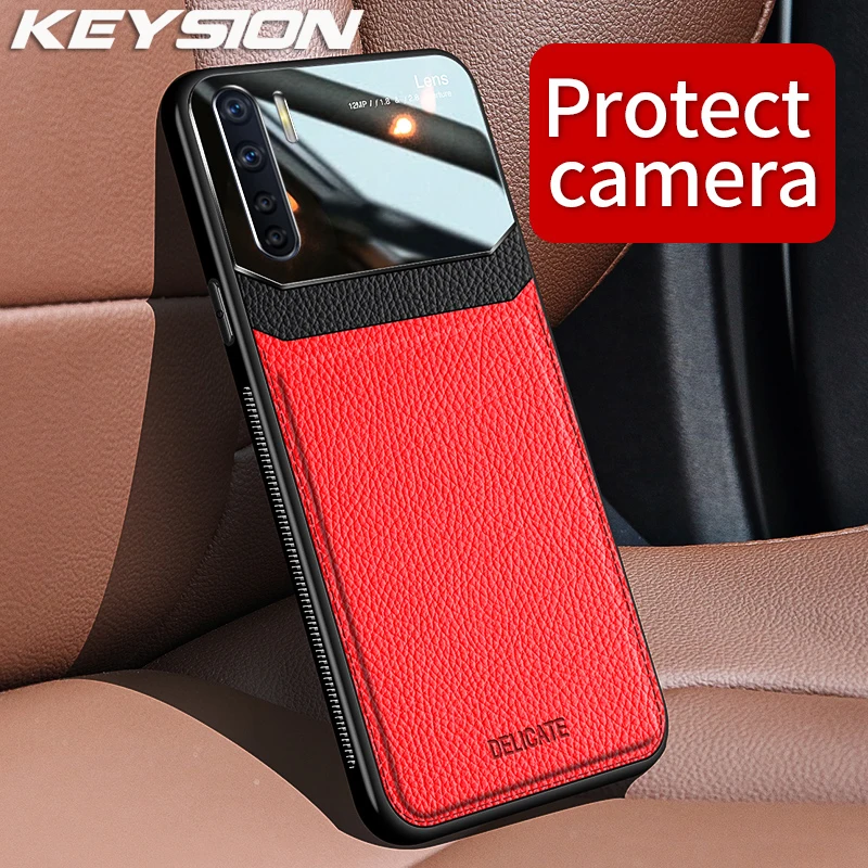 Ударопрочный чехол KEYSION для OPPO A91 A31 A8 A5 2020 A9 кожаный зеркальный из закаленного