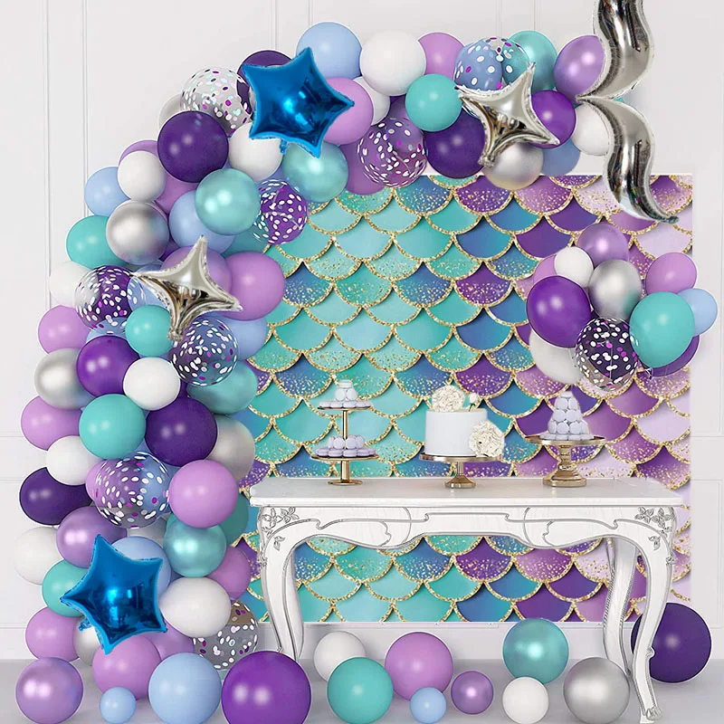 139Pcs Mermaid Tail Balloon Garland Arch Set With Mermaid Photo Background Banner Under The Sea Party Ocean Theme Party Supplies
139Pcs Mermaid Tail Balloon Garland Arch Set With Mermaid Photo Background Banner Under The Sea Party Ocean Theme Party Supplies