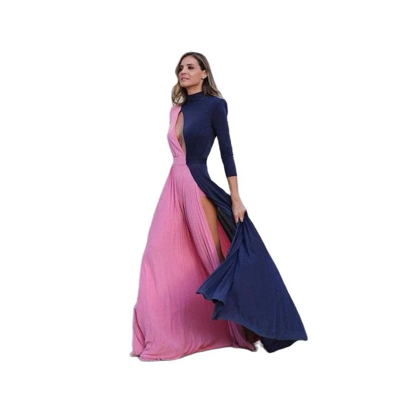 Women Dress Hollow Out Split Sexy Dress Color Stitching Maxi Dresses Temperament Long Sleeve High Waist Ball Gown 2021
Women Dress Hollow Out Split Sexy Dress Color Stitching Maxi Dresses Temperament Long Sleeve High Waist Ball Gown 2021