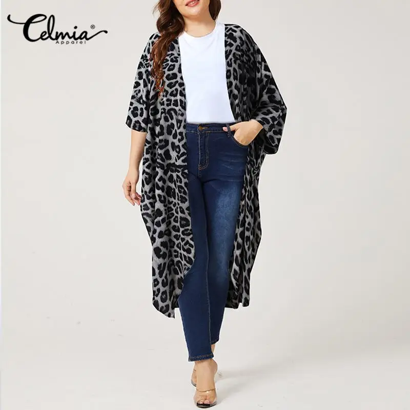 Plus Size Celmia Women Cardigan Long Shirts Fashion Leopard Print Street Blouses 2021 Summer Long Sleeve Cover Up Casual Kimonos
Plus Size Celmia Women Cardigan Long Shirts Fashion Leopard Print Street Blouses 2021 Summer Long Sleeve Cover Up Casual Kimonos