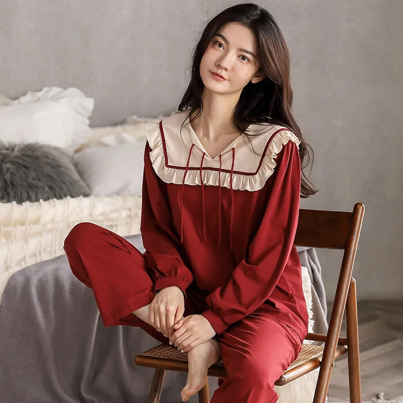 QSROCIO Women's Pajamas Set Classic Doll Collar Sleepwear Cotton Homewear Chrismas Home Suit Nightwear Sweet Girl Pyjamas Femme 
QSROCIO Women's Pajamas Set Classic Doll Collar Sleepwear Cotton Homewear Chrismas Home Suit Nightwear Sweet Girl Pyjamas Femme