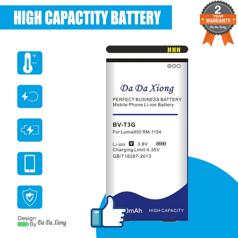

DaDaXiong 3700mAh BV-T3G BVT3G литий-ионный аккумулятор для телефона Nokia Microsoft Lumia 650 RM-1154 Бесплатная доставка