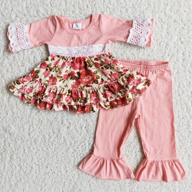Wholesale Drop Shipping Baby Girl Flower Fall Fashion Clothing Toddler Lace Floral Top Pink Ruffle Pants Outfit Infant Kids Sets
Wholesale Drop Shipping Baby Girl Flower Fall Fashion Clothing Toddler Lace Floral Top Pink Ruffle Pants Outfit Infant Kids Sets