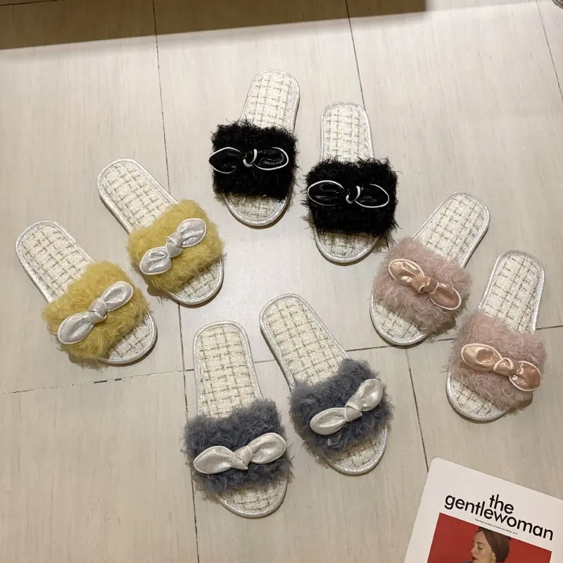 Slip on Furry Slides for Women Warm Winter Home Slippers Women Shoes Woman Plaid Faux Fur Slippers Bow Knot Shoes Plus Size
Slip on Furry Slides for Women Warm Winter Home Slippers Women Shoes Woman Plaid Faux Fur Slippers Bow Knot Shoes Plus Size