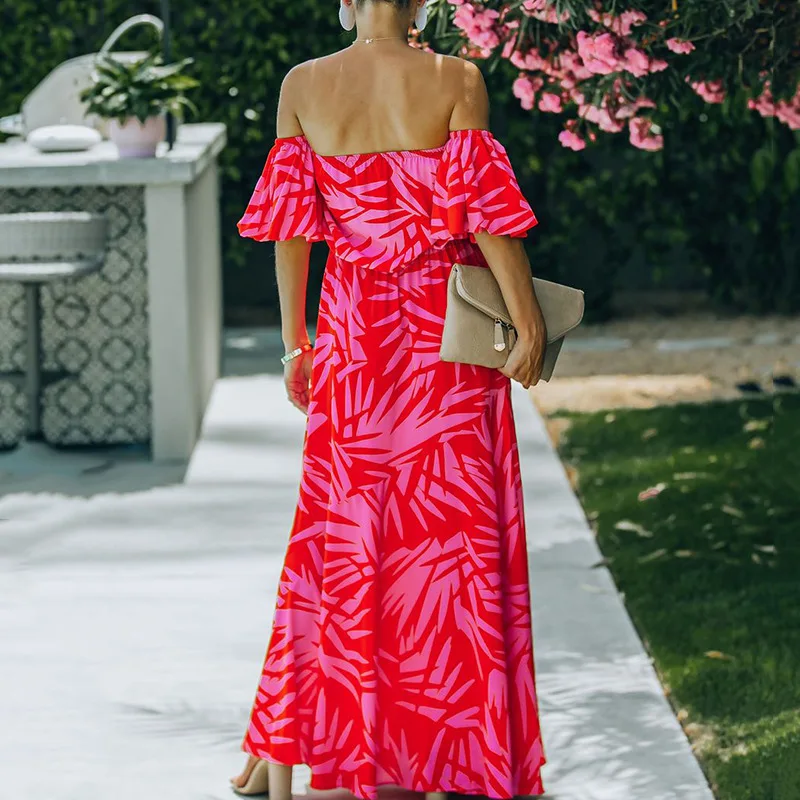 Summer sexy off shoulder slash neck short sleeve leaf print maxi dress 2021 boho hippie chic red long dresses for women
Summer sexy off shoulder slash neck short sleeve leaf print maxi dress 2021 boho hippie chic red long dresses for women