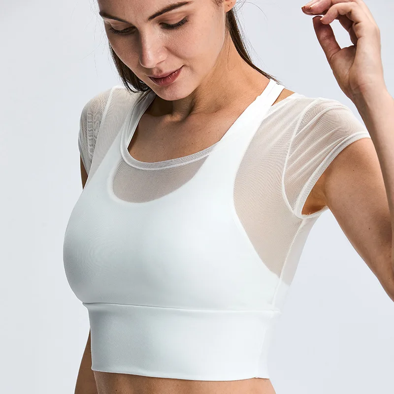 2021 New Racer Back Sports Top Fake Two-piece Yoga Suit Sexy Mesh Short-sleeved Top
2021 New Racer Back Sports Top Fake Two-piece Yoga Suit Sexy Mesh Short-sleeved Top