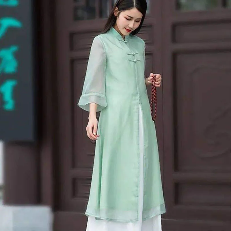 Tea Party Dress Women Summer Literature Retro Hanfu Female Suit Chinese Style Ethnic Cheongsam Two Piece Dress Wide Leg Pants
Tea Party Dress Women Summer Literature Retro Hanfu Female Suit Chinese Style Ethnic Cheongsam Two Piece Dress Wide Leg Pants