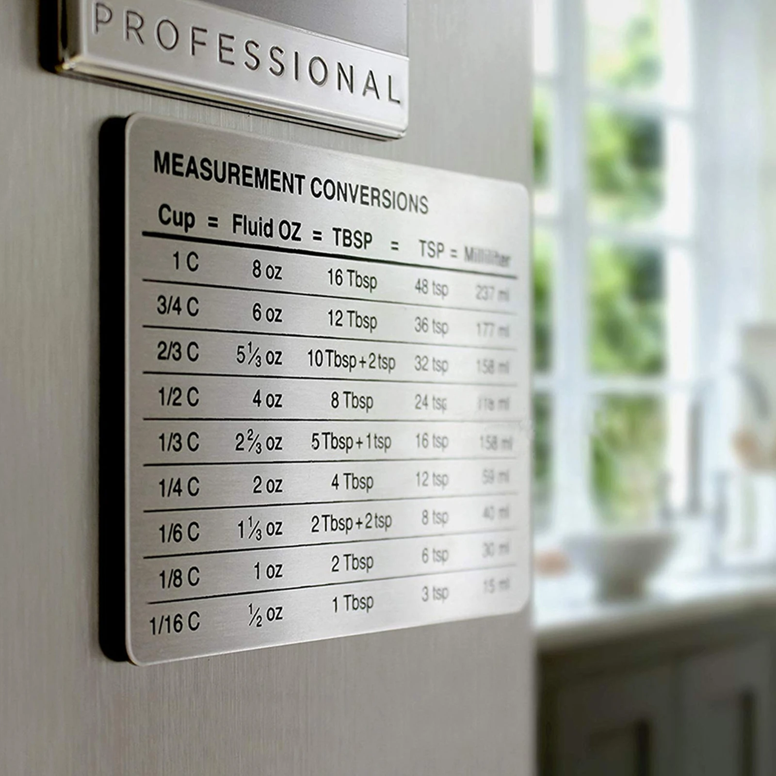 Household Refrigerator Magnet Portable Kitchen Measurement Conversion Chart Stainless Steel Sticker for Home
Household Refrigerator Magnet Portable Kitchen Measurement Conversion Chart Stainless Steel Sticker for Home