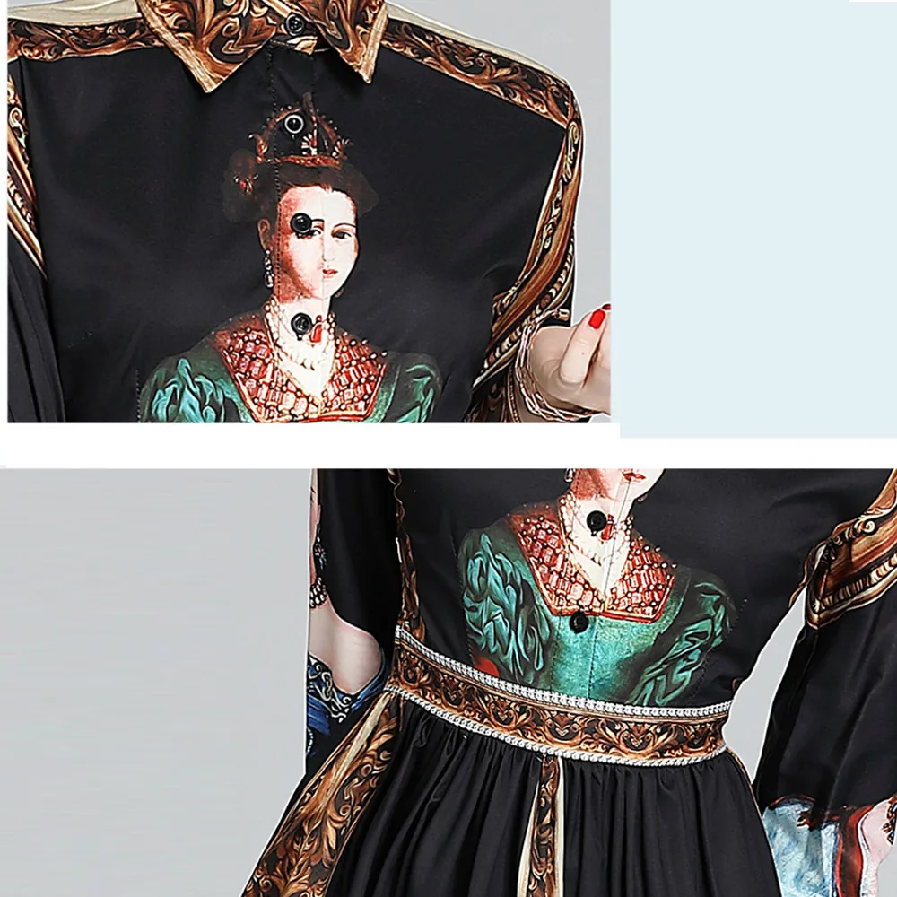 Banulin 2020 Spring Summer Fashion Runway Vintage Dress Women's Long Sleeve Gorgeous Painting Queen Print A Line Elegant Dress
Banulin 2020 Spring Summer Fashion Runway Vintage Dress Women's Long Sleeve Gorgeous Painting Queen Print A Line Elegant Dress