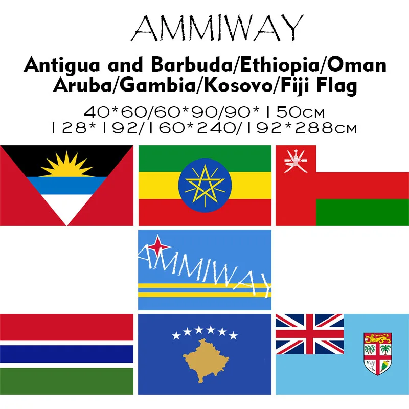 Флаги и баннеры AMMIWAY различных размеров с принтом Антигуа Барбуда Эфиопия Аруба