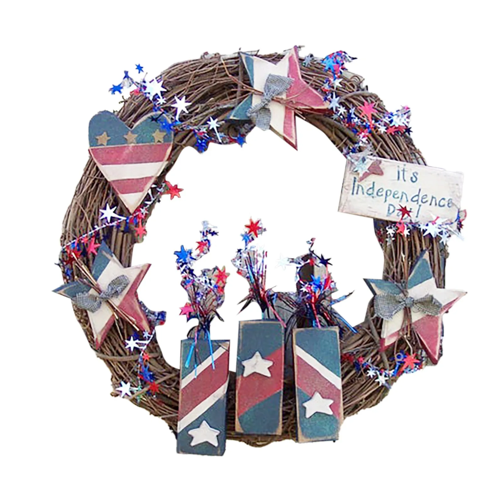 40# Independence Day Patriotic Wreath Garden Decoration Outdoor Wreath Handcrafted Hanging Garlands Yard Garden Decor Pendant
40# Independence Day Patriotic Wreath Garden Decoration Outdoor Wreath Handcrafted Hanging Garlands Yard Garden Decor Pendant