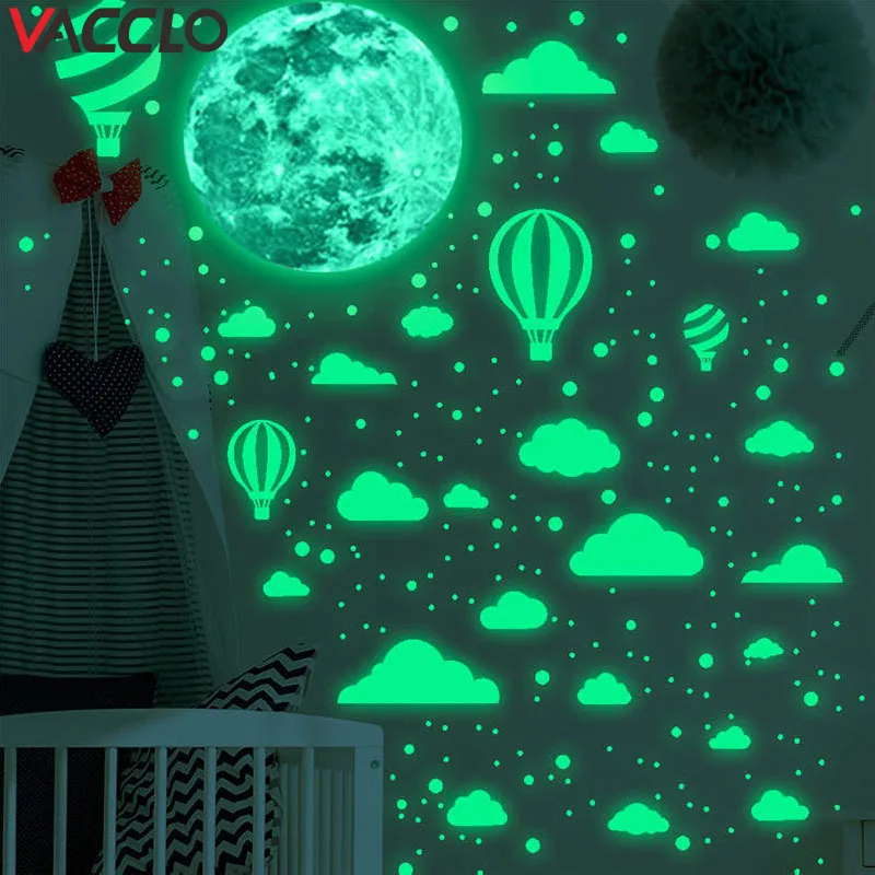 Vacclo Moon Dot Cloud Hot Air Balloon Cartoon Fluorescent Stickers Children's Room Decoration Stickers Luminous Wall Stickers
Vacclo Moon Dot Cloud Hot Air Balloon Cartoon Fluorescent Stickers Children's Room Decoration Stickers Luminous Wall Stickers