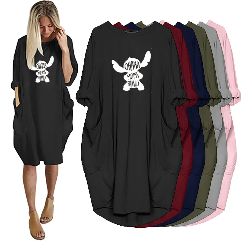 Stitch Loose Midi Dresses for Women Vestido Disney Cartoon Print Long Sleeve Beach Pocket Dress Casual Robe Femme Vestidos Mujer
Stitch Loose Midi Dresses for Women Vestido Disney Cartoon Print Long Sleeve Beach Pocket Dress Casual Robe Femme Vestidos Mujer