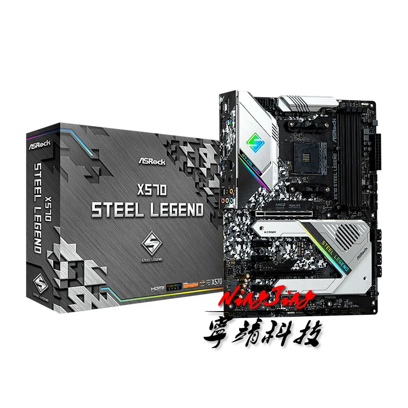 ASROCK X570 STEEL LEGEND ATX AMD DDR4 4666 +(OC) MHz M.2 SATA 6 Гбит/с USB3.2 128G лучшая поддержка R9 CPU Socket
