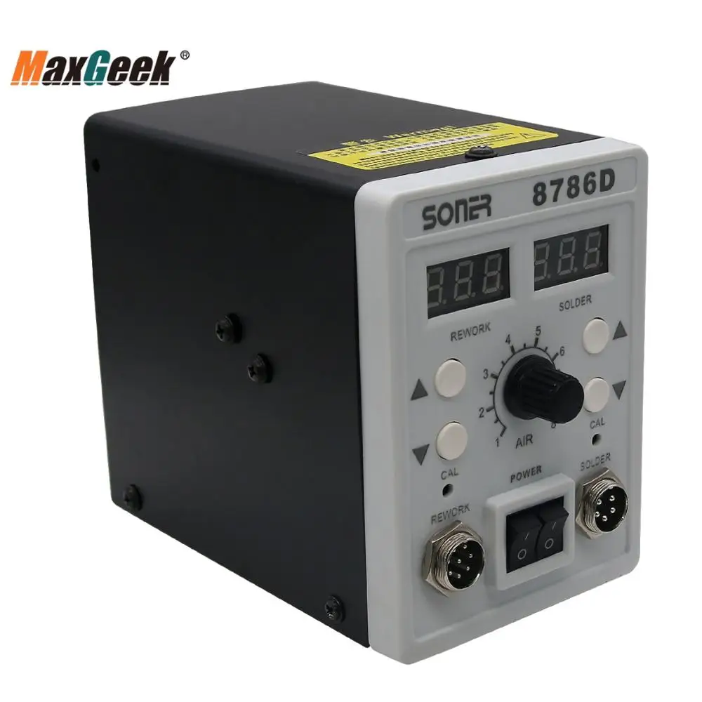 Maxgeek 2 в 1 паяльная станция с двумя Дисплей SMD горячего воздуха SONER 8786D|Аппараты