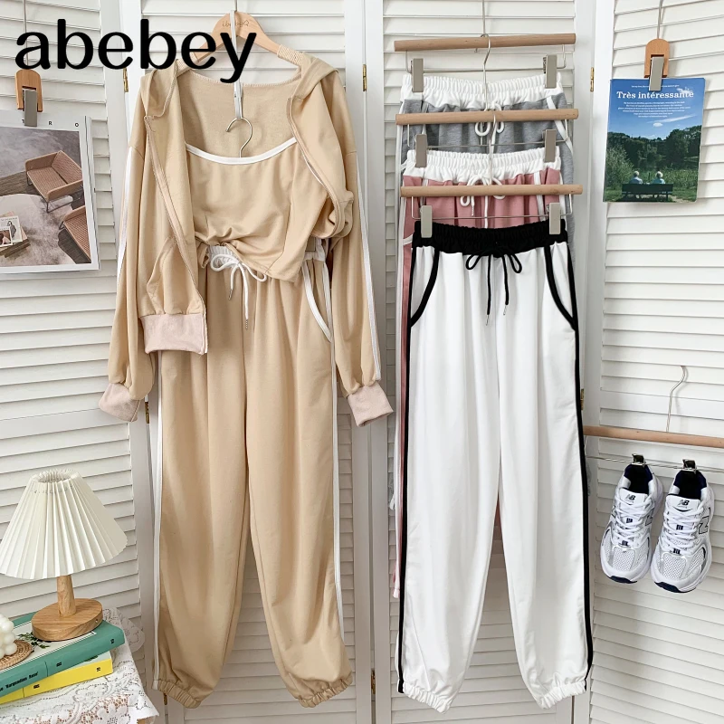 Fashion hooded collar long sleeve zipper Top + elastic waist wide leg Pants with Camisole 3-piece set 2021 New Spring Autumn
Fashion hooded collar long sleeve zipper Top + elastic waist wide leg Pants with Camisole 3-piece set 2021 New Spring Autumn