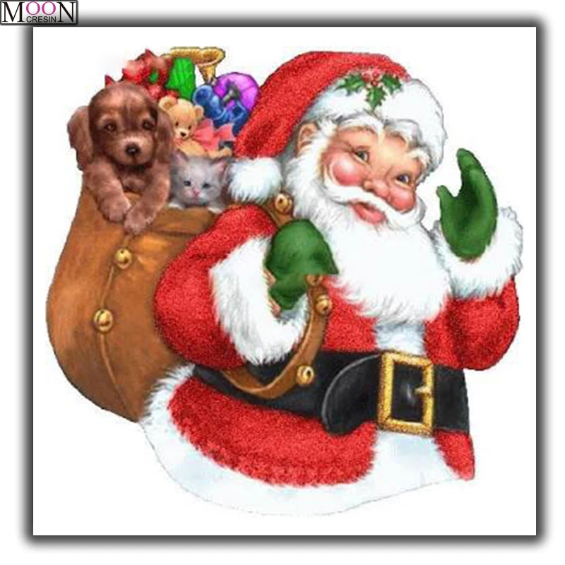

Diy Diamond Embroidery Santa Claus Carrying Gifts Diamond Painting Picture Of Rhinestones Cross-stitch Full Square & Round Drill