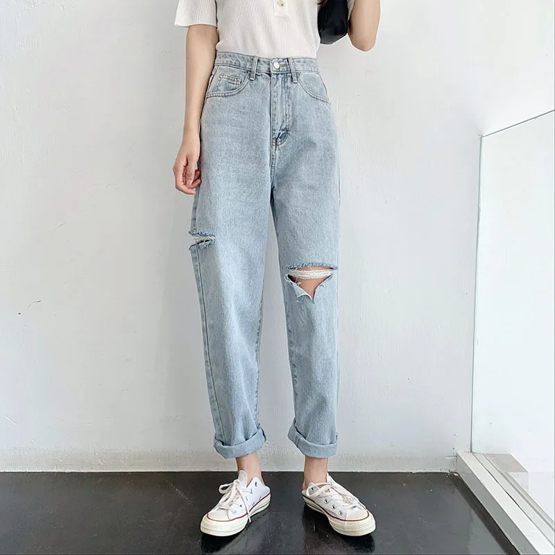 Ripped Jeans for Women 2021 New High Waist Torn Hole Raw Edge Baggy Denim Straight Leg Trouser Hollow Out Streetwear Long Pants
Ripped Jeans for Women 2021 New High Waist Torn Hole Raw Edge Baggy Denim Straight Leg Trouser Hollow Out Streetwear Long Pants