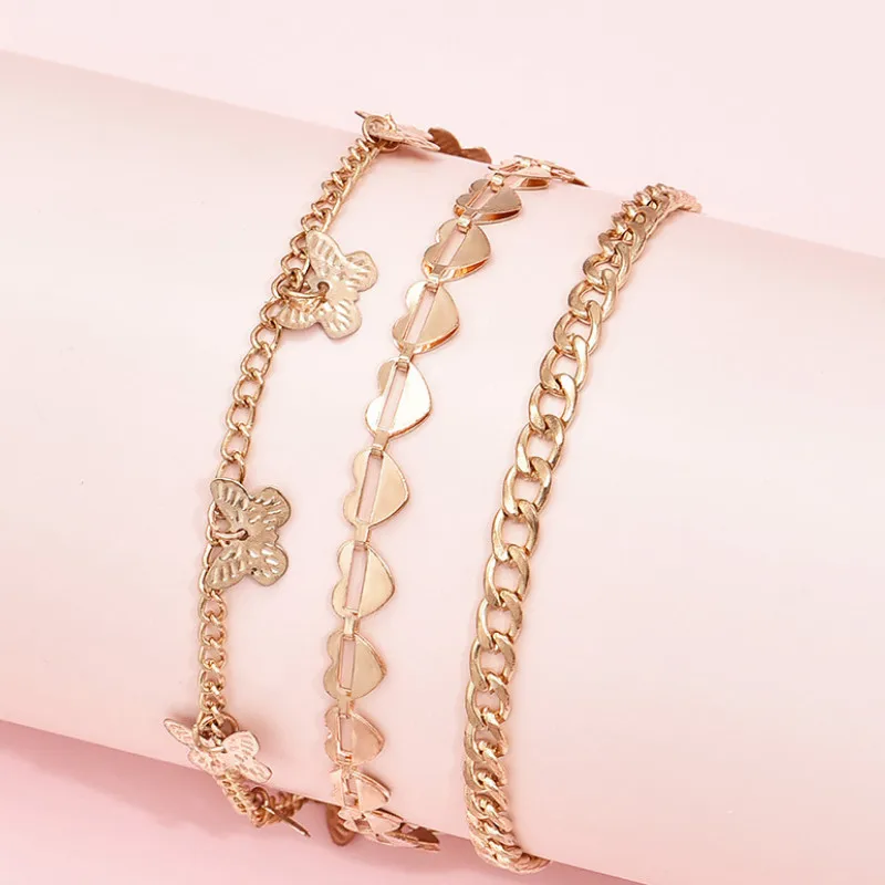 Simple 3 pcs /set Multi-layer Metal Butterfly Heart Chain Anklets Foot Jewelry Leg Ankle for Women Gifts
Simple 3 pcs /set Multi-layer Metal Butterfly Heart Chain Anklets Foot Jewelry Leg Ankle for Women Gifts