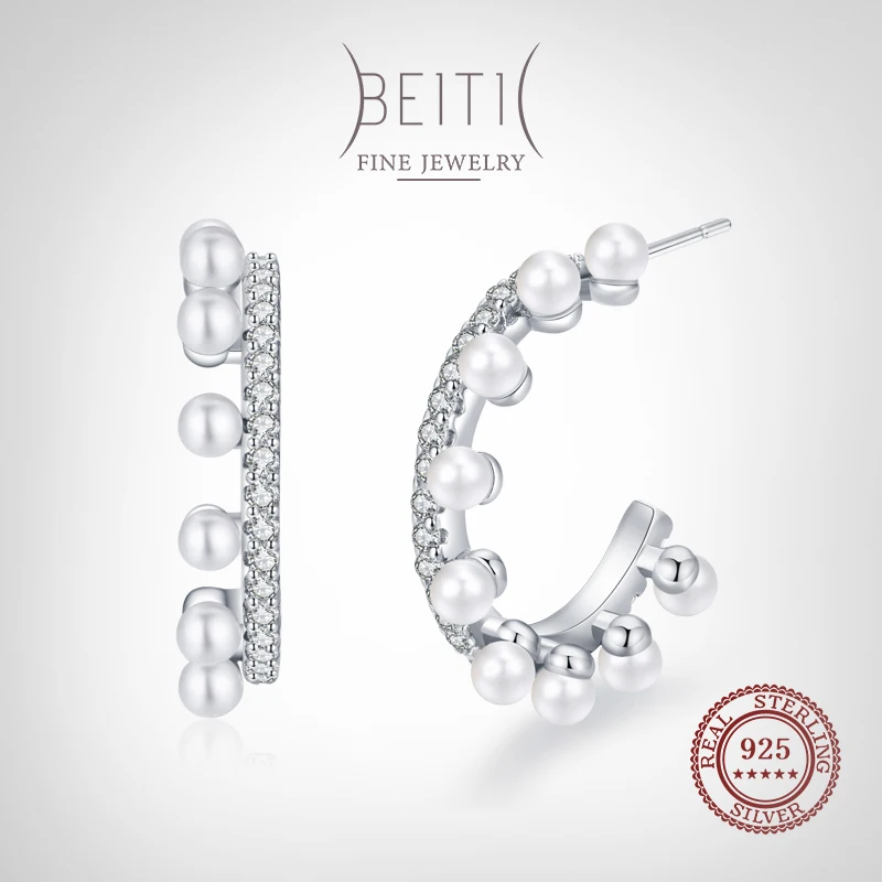 Beitil Luxury 925 Sterling Silver Pearl Stud Earrings For Women Dazzling Clear CZ Fine Elegant Wedding Brand Jewelry
Beitil Luxury 925 Sterling Silver Pearl Stud Earrings For Women Dazzling Clear CZ Fine Elegant Wedding Brand Jewelry