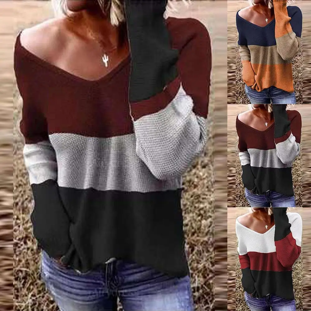 Striped Printed Women Knit Tops Long Sleeve V-Neck Sweater Fashion Casual Pullover Jumper Female Sweater Blouses
Striped Printed Women Knit Tops Long Sleeve V-Neck Sweater Fashion Casual Pullover Jumper Female Sweater Blouses