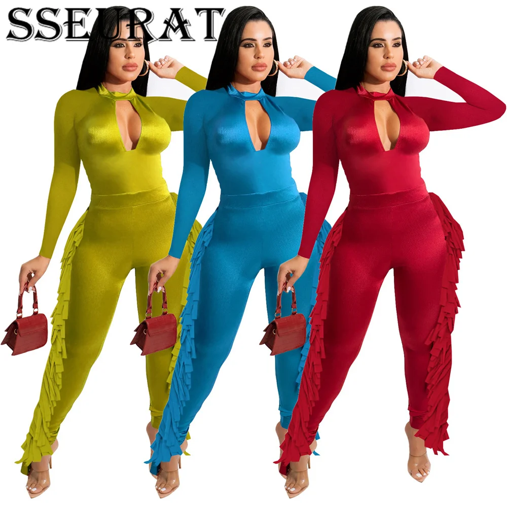 SSEURAT Autumn Women Long Sleeve Cut Out Front Skinny Tassel Splicing Jumpsuit Sexy One Piece Romper Playsuit
SSEURAT Autumn Women Long Sleeve Cut Out Front Skinny Tassel Splicing Jumpsuit Sexy One Piece Romper Playsuit